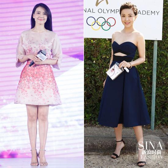 高圓圓、郭采潔示范一字鞋