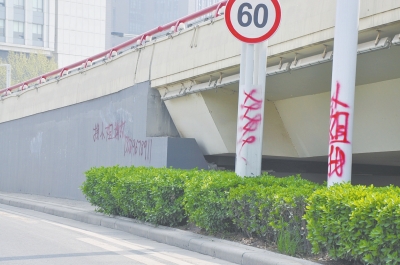 電線桿、立交橋等被噴涂，嚴(yán)重影響了市容。
