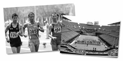 左圖:5月10日,遼寧隊(duì)選手耿志耀(左一)在十二運(yùn)男子50公里競走比賽中。 　　新華社記者 李 鋼攝 　　右圖:6月10日,十二運(yùn)網(wǎng)球團(tuán)體賽在大連正式開拍,部分比賽遭遇了“零觀眾”的尷尬場面。 　　人民視覺