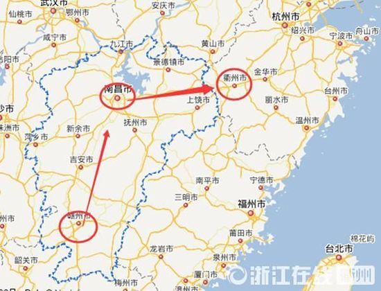 贛州到南昌高速公路400公里左右，南昌到浙江江山高速公路400多公里