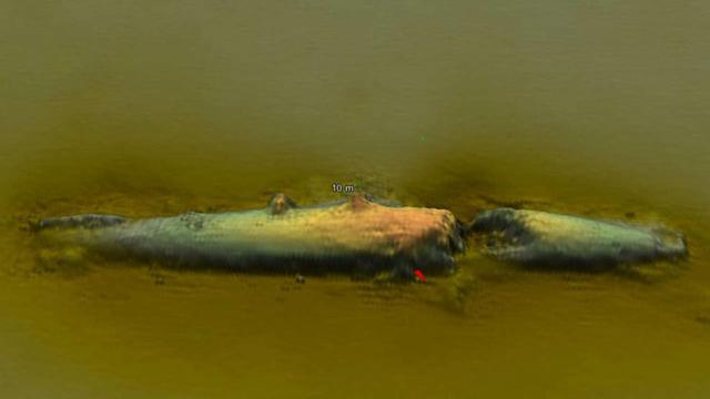 圖為U-78潛艇的聲納掃描圖。