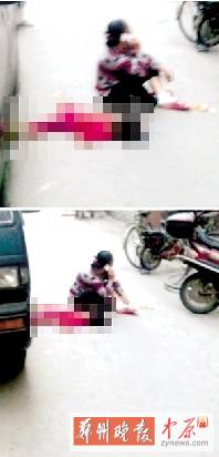 　媽媽哭著坐在旁邊打電話，孩子的爸爸還在三門峽打工。