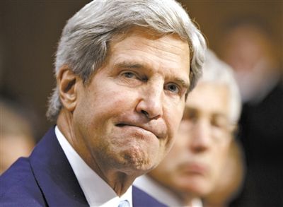 3日，克里在參院聽證會上。