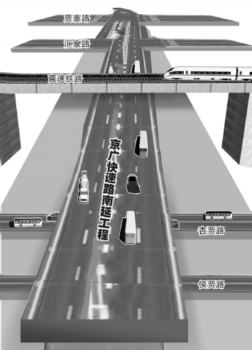 在與南四環(huán)交叉口設(shè)置全互通立交，跨越豫一路、中州大道后和繞城高速銜接，在中州大道和繞城高速建設(shè)組合立