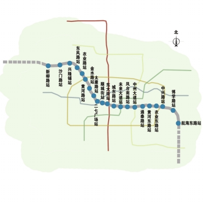 鄭州地鐵3號線站點示意圖 扈森制圖 鄭州地鐵3號線站點示意圖 扈森制圖