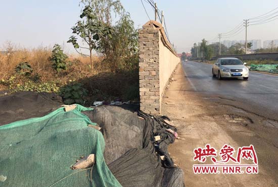一墻之隔，一邊是道路，一邊是垃圾和荒草，市民質(zhì)疑其為遮羞墻。