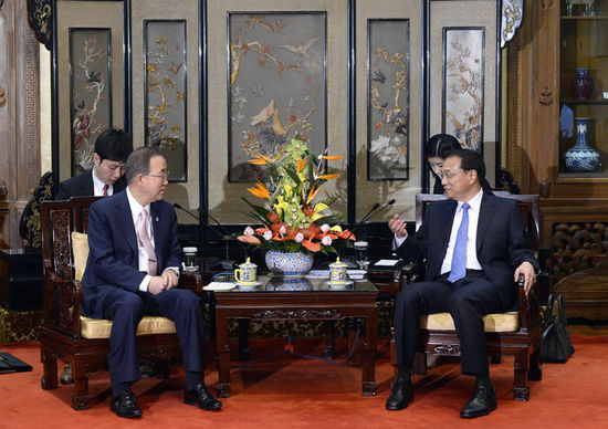 國務(wù)院李克強(qiáng)會見聯(lián)合國秘書長潘基文