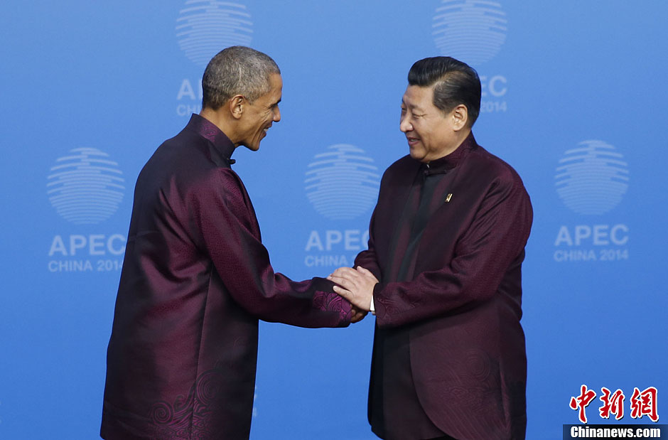 圖為習近平夫婦歡迎美國總統(tǒng)奧巴馬。中新社發(fā) 杜洋 攝