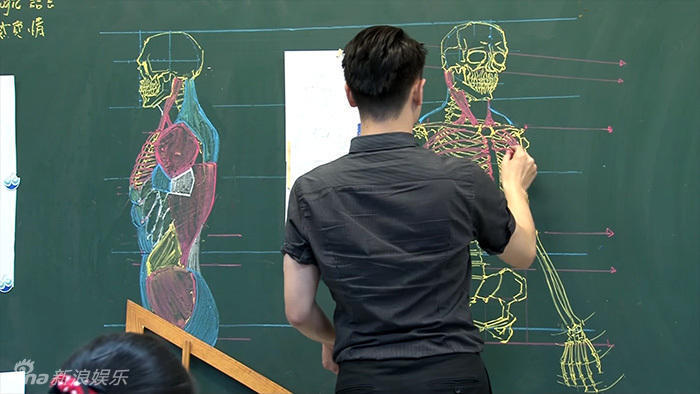 組圖：臺(tái)灣男教師板書(shū)逆天 人體骨骼圖堪稱完美