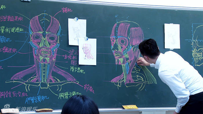 組圖：臺(tái)灣男教師板書(shū)逆天 人體骨骼圖堪稱完美