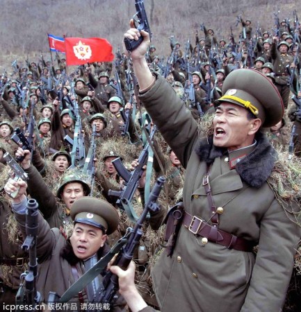 　朝鮮人民軍士兵戰(zhàn)意高昂。