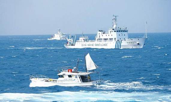 資料圖：中日對(duì)峙釣魚島海域清晰大圖。